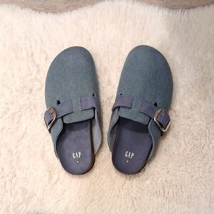 GAP Denim Blue Slip-On Buckle Clogs